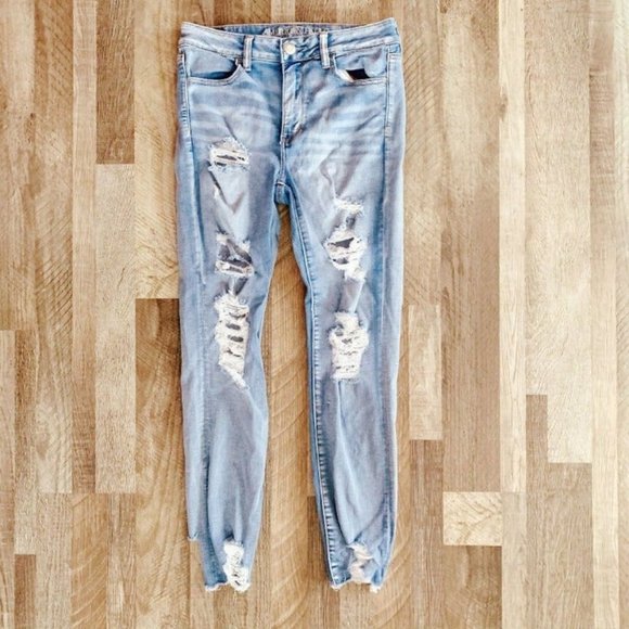 American Eagle Outfitters Denim - AEO Super Stretch X Distressed Hi Rise Jegging 8